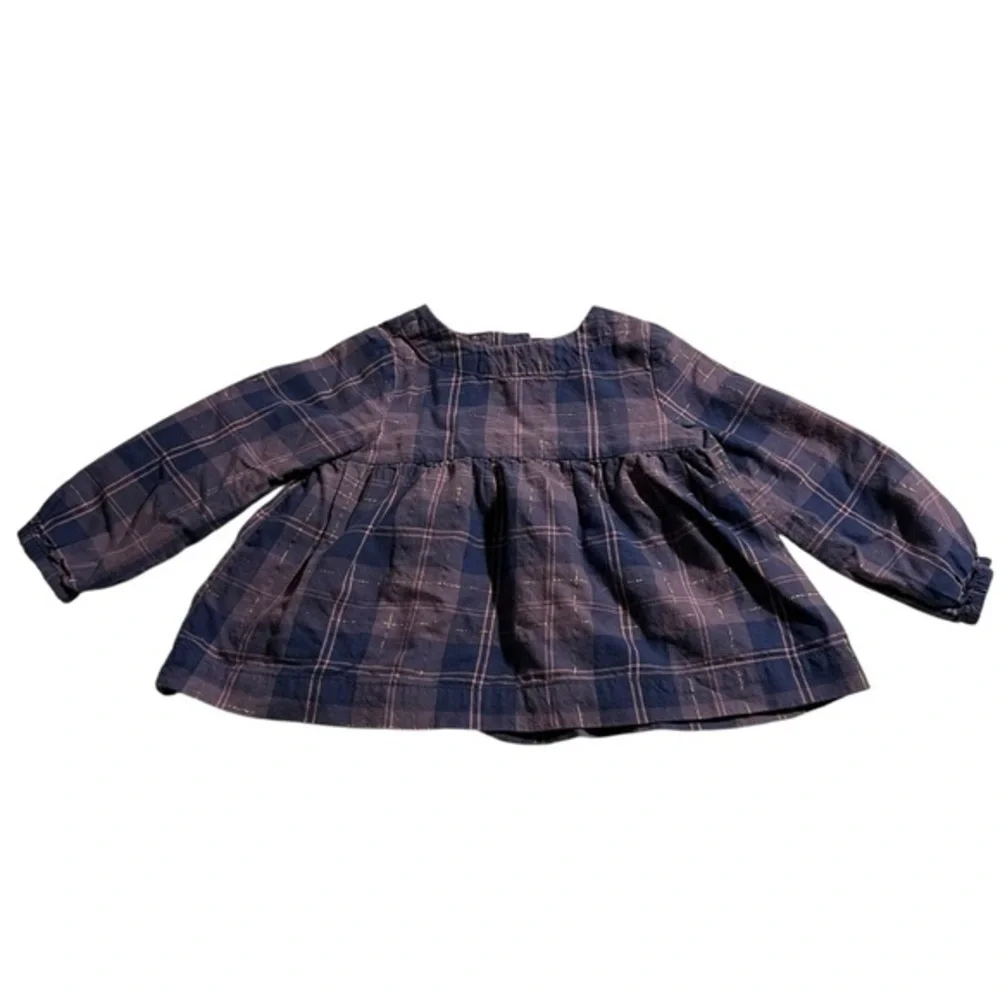 Baby Gap Metallic Purple Plaid Top Dress Size 18-24 months